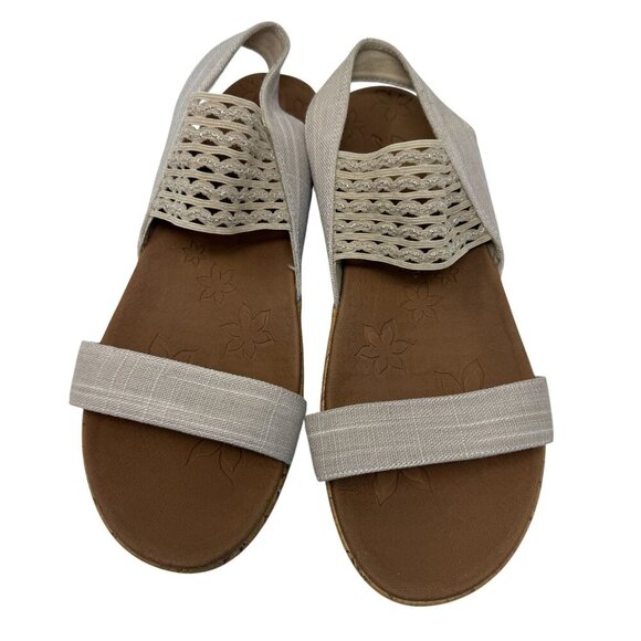 Skechers Luxe Foam Brie Sandals Elastic Slingback Woven Strap Natural Size 8 - Picture 2 of 8
